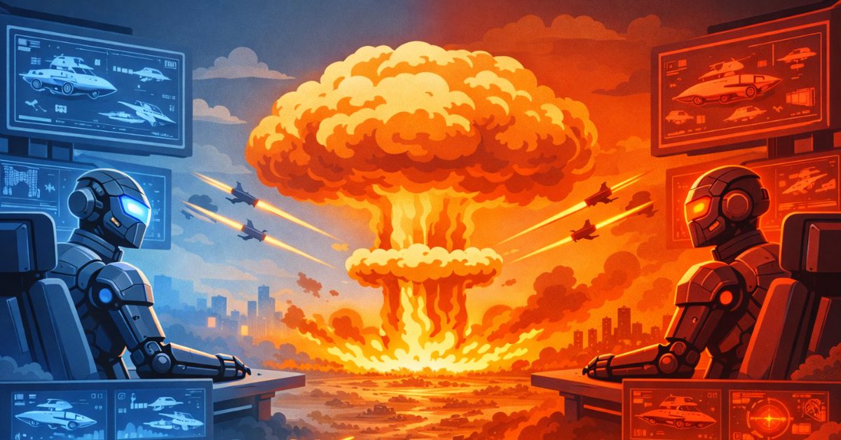 最新AI同士に戦争シミュレーションさせると、95％の確率で「核戦争」へ発展する
nazology.kusuguru.co.jp/archives/192298

英KCLの研究者は、最新のClaude、ChatGPT、Geminiを国家指導者とした戦争シミュレーションを実施。その結果、21回中20回は核戦争へと発展してしまいました。