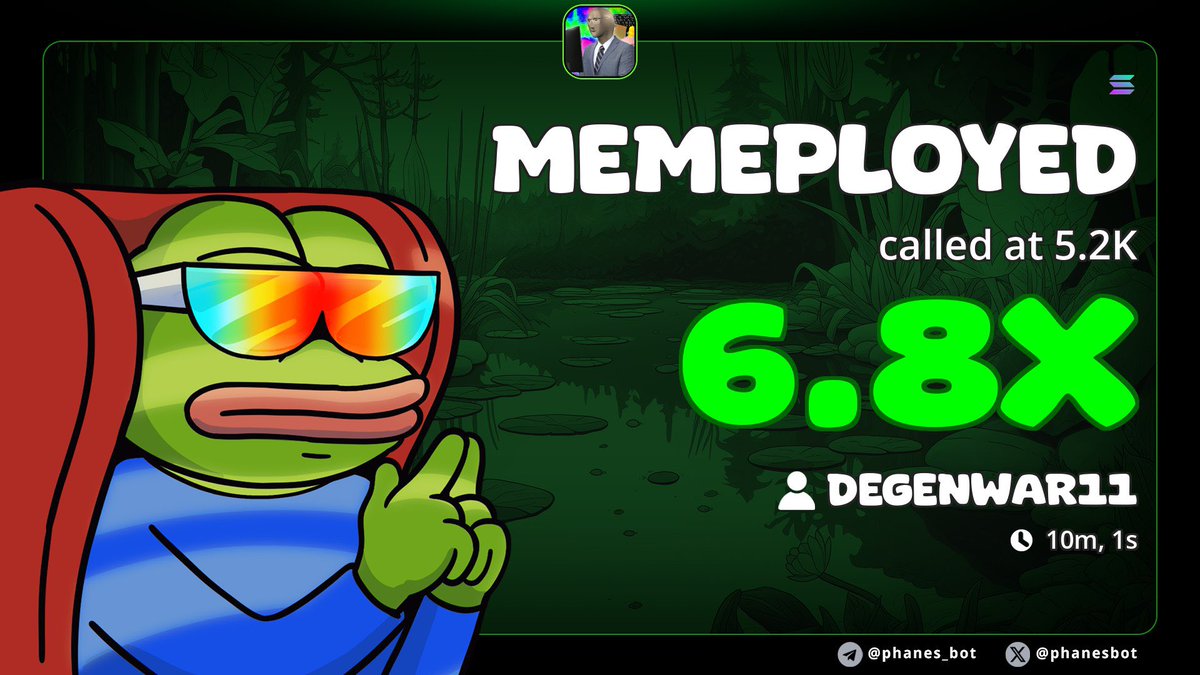 DegenWar01's tweet photo. 6x profits on my alpha call on #MEMEPLOYED

CA>> FhqDs9nnjhQqRyiGQZ6C4FvBkBzG6sA7vmZFPZaupump
#memecoin #solana #Degen https://t.co/cPrpITuHT3