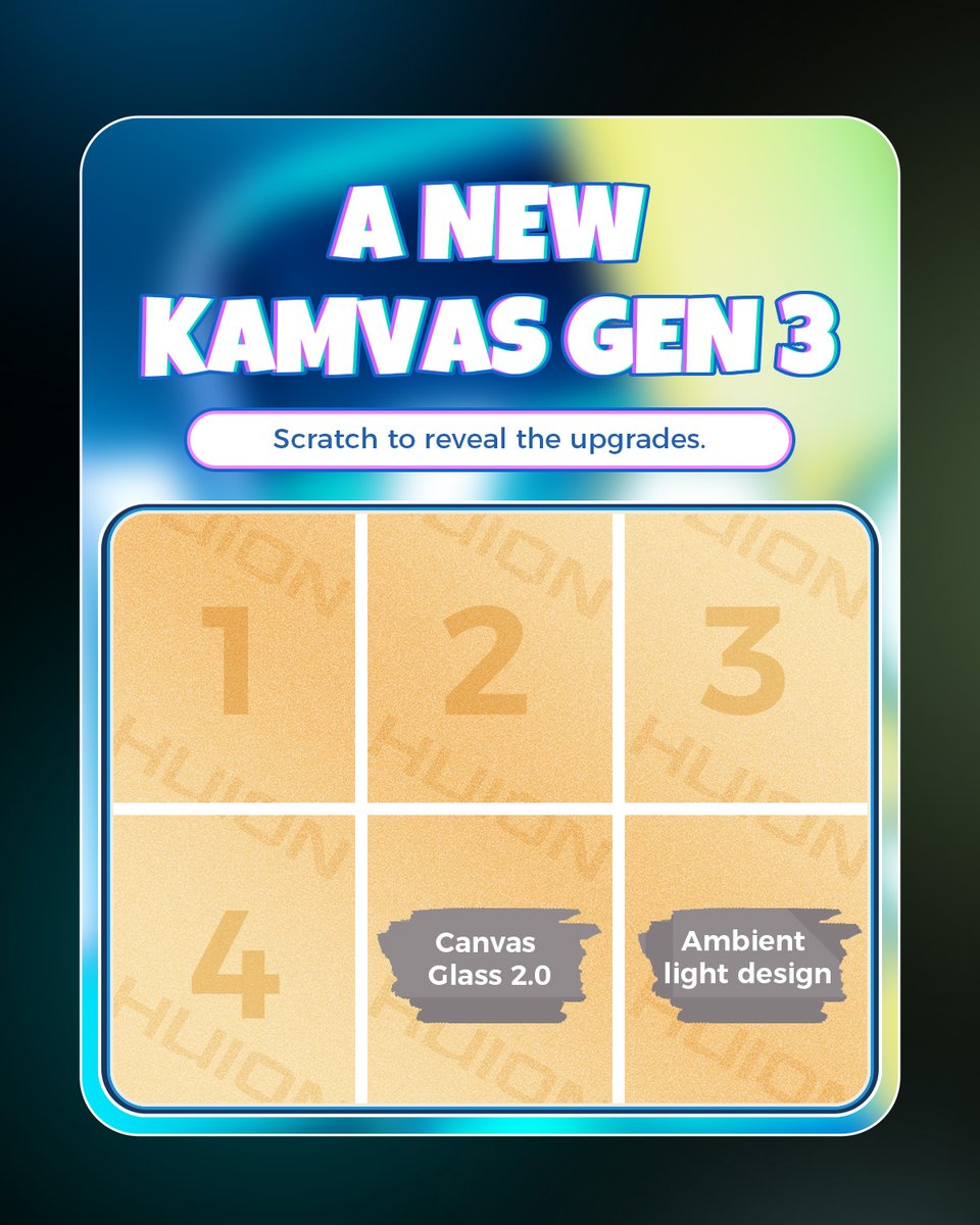 HuionTab's tweet image. #HuionNewArrival
Let’s reveal more features of the New Kamvas Gen 3!
Next up, our most popular pick: #6!

And voilà! The new Kamvas Gen 3 now features a brand-new ambient backlight design!

#huion #artsupply #artfun #digitalart #game