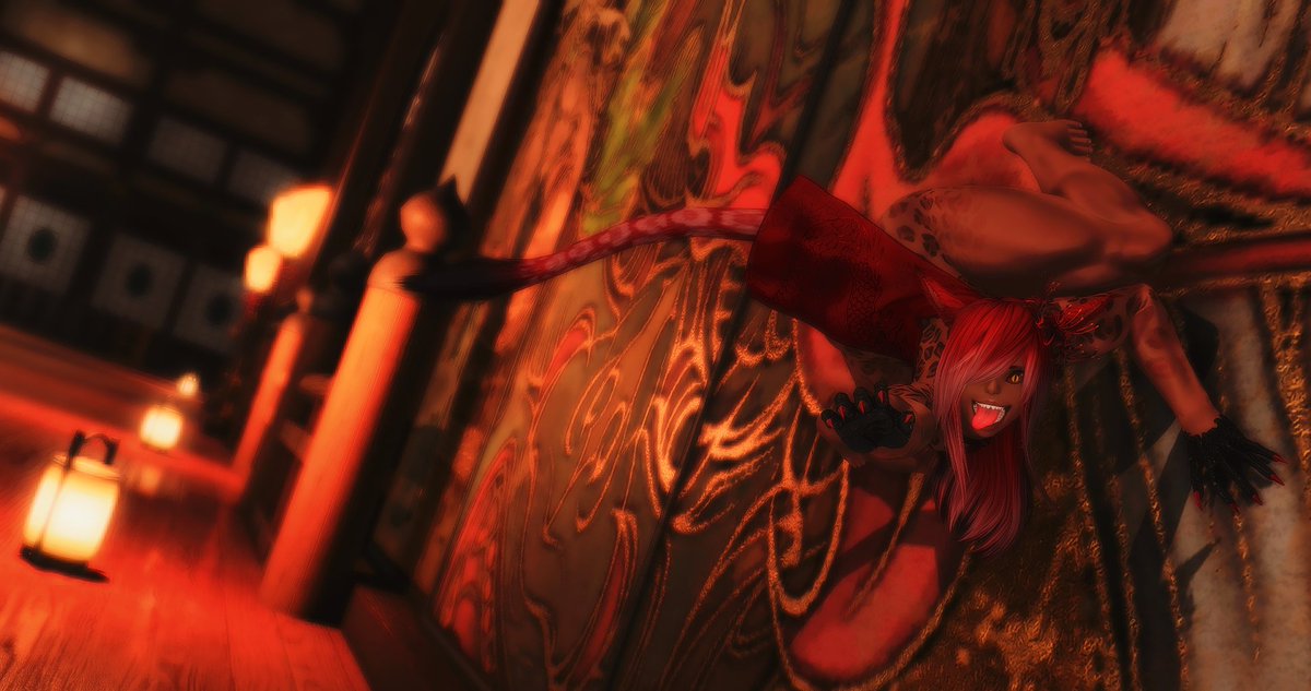 #Xuéyân || #Miqote 

Don't wander Kugane Castle halls at night alone...