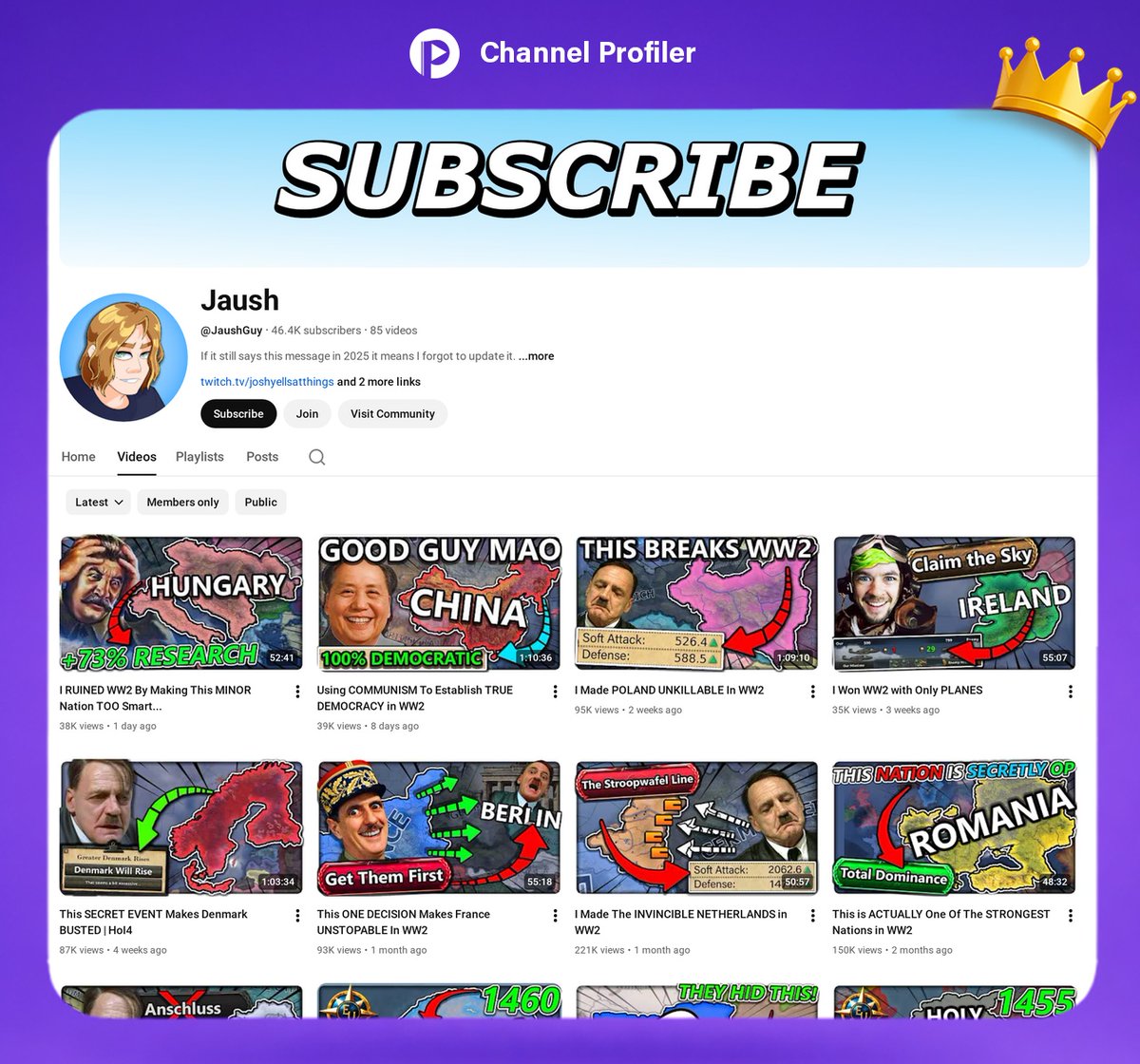 ChannelProfiler's tweet image. Jaush hooks a dedicated gaming audience by serving up exhaustive lore deep dives and strategic breakdowns for complex game worlds. #YouTubeGrowth #NicheContent #GamingAnalysis

Channel Stats 📊:
➔ Subs: 46.2K
➔ Views: 6.4M
➔ Est. Earnings: ~$25K

The Strategy 📈:
• Authority