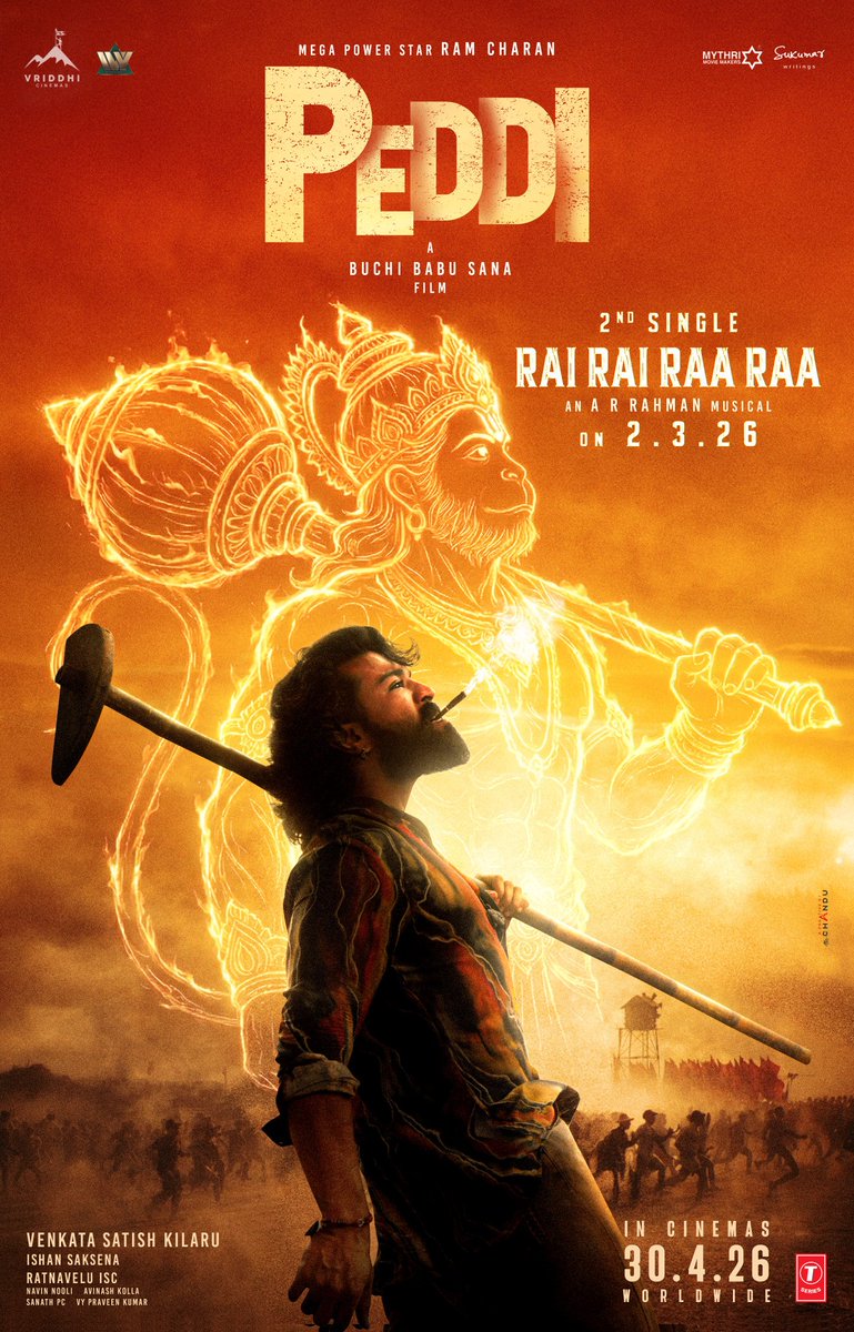 #Peddi second single #RaiRaiRaaRaa will be a blast 💥💥

#RamCharan #JanhviKapoor #ARRahman #BuchiBabuSana