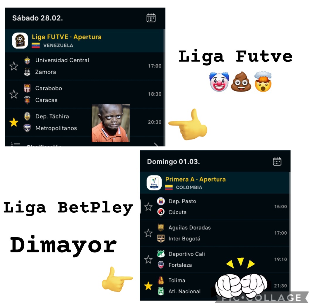 Aquí vemos la diferencia cuando una Liga d ⚽ Profesional está manejada por personas serías, responsables q conocen de las normas  y otros q la manejan como les da la gana, 🤡💩🤯. Cómo le programan al 💛🖤 un partido para el sábado, liga BetPley le programa al Tolima  el domingo