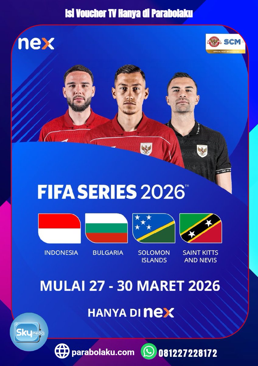 FIFA Series 2026 eksklusif di Nex Parabola! Tunggu voucher spesialnya cuma di Parabolaku Guys.
Info &amp; order di :
👉 WA AI Agent (Respon Instant) : wa.me/6287838575758
👉 WA CS &amp; Sales (Bantuan Manual) : wa.me/6281227228172
👉 Kunjungi kami : parabolaku.com