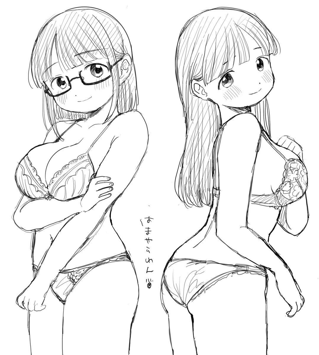 過去作まとめ本おおきいverの表紙裏表紙のラフです!
世の中にはめちゃくちゃでかい絵がありまくるから小さく見える…

#サンクリ 