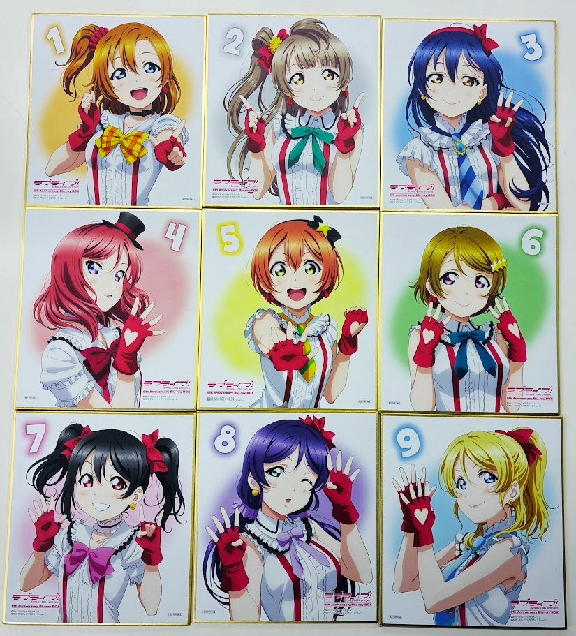 描き下ろしμ'sミニ色紙9枚セット「ラブライブ! 9th Anniversary Blu