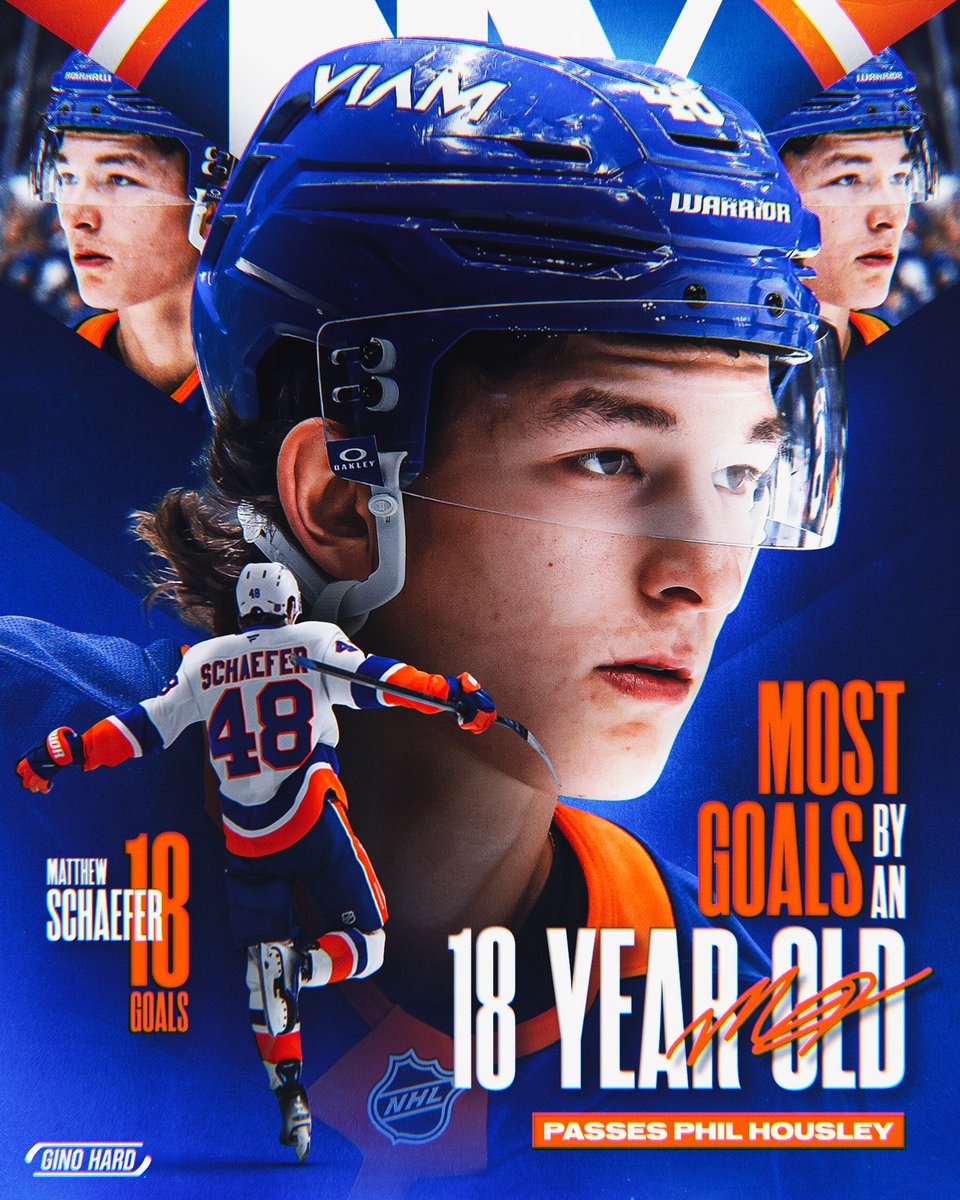 GinoHard_'s tweet image. The most goals EVER by an 18-year-old defenseman in NHL history 🤯

Matthew Schaefer is HIM 😤