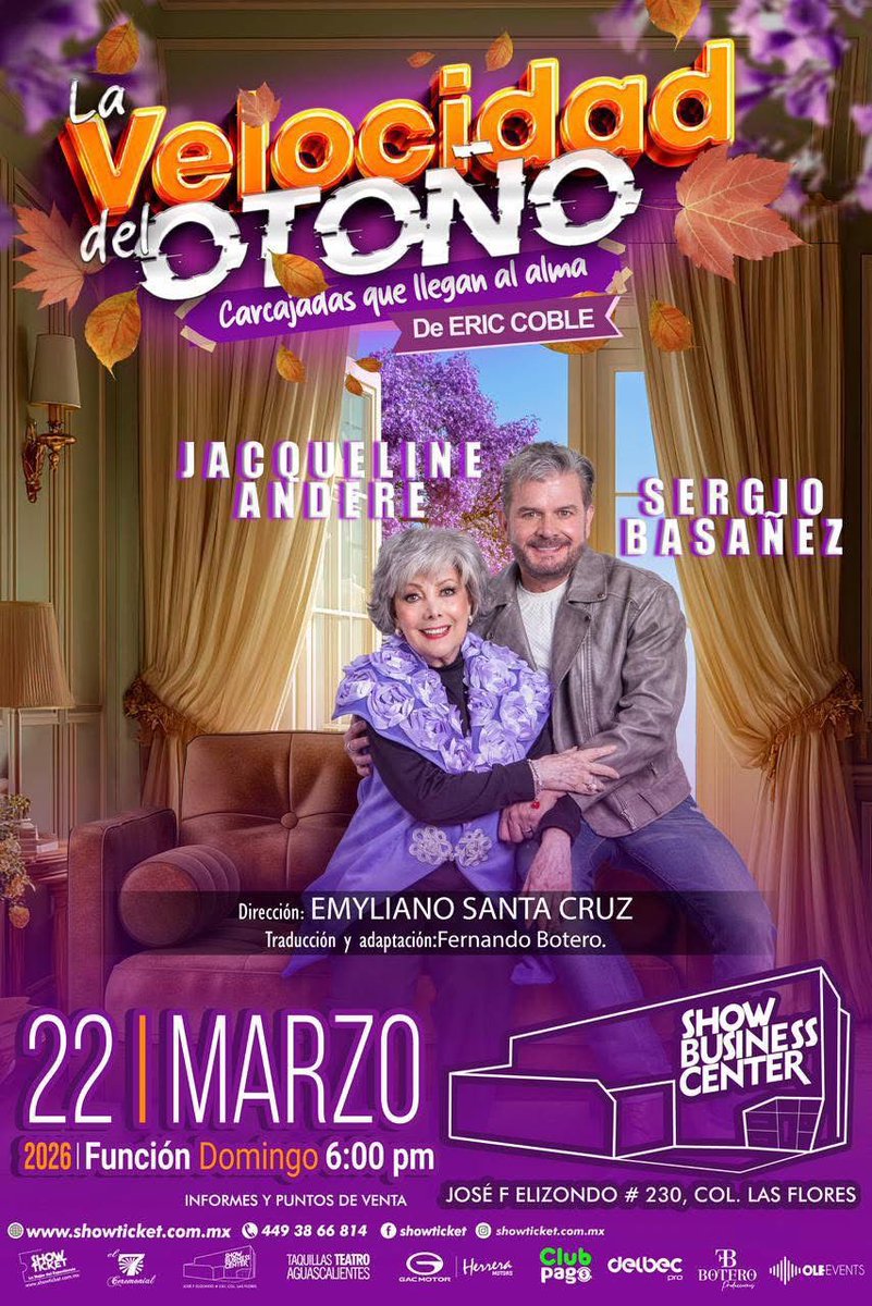 sandrareyesags's tweet photo. 🎭 Llega La Velocidad del Otoño a Aguascalientes con Jacqueline Andere y Sergio Basañez.
📅 22 de marzo | 🕕 6:00 pm
📍 Show Business Center
🎟️ https://t.co/TT14gwbuBf
📞 449 38 66 814
Presenta Radio Fórmula 106.9 https://t.co/M3TceZizQP