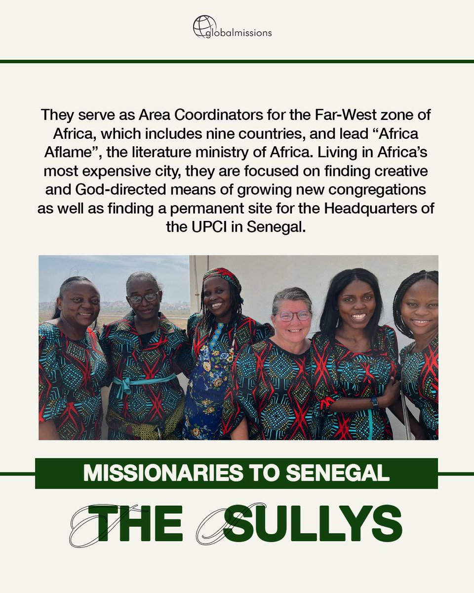 UPCIMissions's tweet photo. Join us in prayer for Craig and Lyna Sully, missionaries to Senegal and area coordinators - As they lead, and coordinate ministry across multiple countries, pray for wisdom, provision, and continued growth of the Kingdom in the far-west zone of Africa.🇸🇳#PrayerHighlight https://t.co/i5hWZnvArp