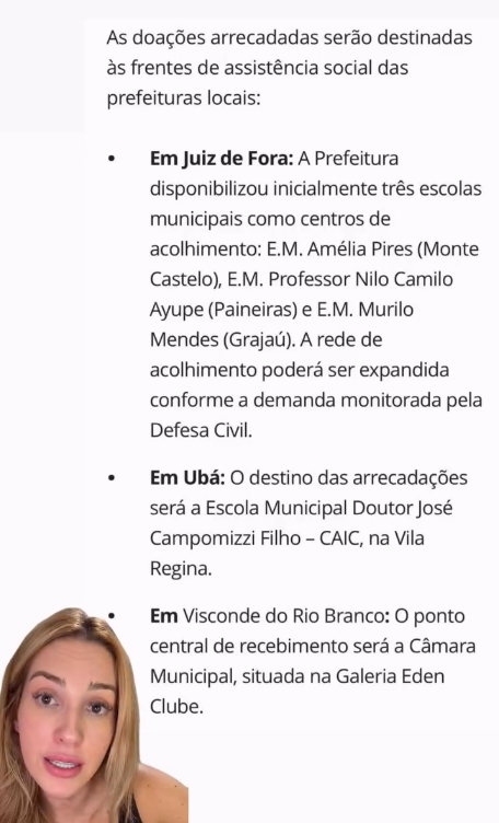 🚨  Solidariedade - Ajude

🆘 Juiz de Fora e Ubá - MG

✨PIX: sosaguas@servas.org.br

"Qualquer valor vira abrigo, vira comida e vira cuidado", 
<a href="/draameirelles/">Amanda Meirelles</a>

✨Pontos de arrecadação para quem pode doar presencialmente: