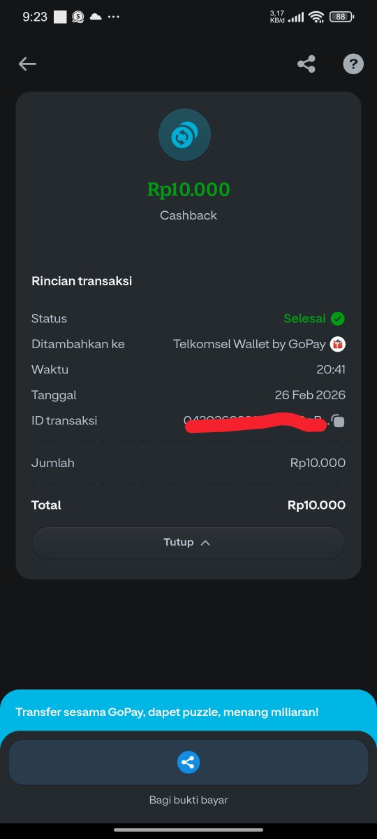 hm_alfian's tweet photo. @gopayindonesia @Telkomsel ini padahal dari kemarin dah sukses tapi pulsanya belum masuk... https://t.co/QJnwoMuLoA
