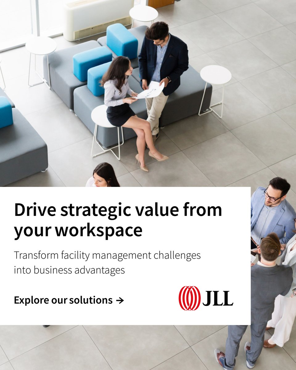 JLLIndia's tweet image. JLL's integrated facility management transforms your spaces into strategic assets that contribute directly to your organisation's success. Our solutions drive measurable impact across your entire organisation. 

tinyurl.com/y2wd7rxf

#FacilityManagement #WorkplaceExperience