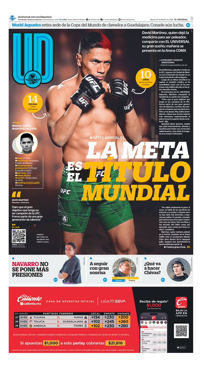 #EnPortada 📰 #FelizViernes ☀️

De Ecatepec para el MUNDO 🇲🇽🔥💥

➡️eluni.mx/oa6dsd0l