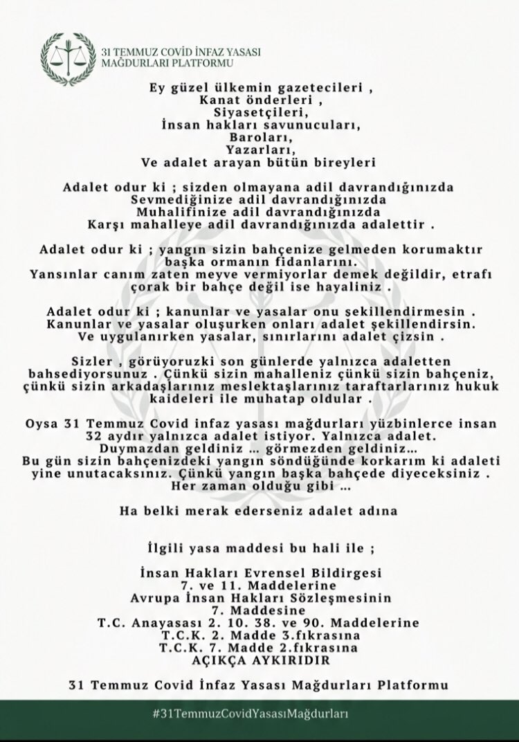 <a href="/YildizFeti/">Feti Yıldız</a> <a href="/Eyupyildizlar/">Eyyup YILDIZ</a> 📜 11. Yargı Paketi eşitsizliği bitirecek denildi.
Ama aynı suç tarihine sahip insanlar hâlâ farklı infaz yaşıyor.
Adalet eksik uygulanamaz.
Kanun önünde eşitlik herkes içindir.
#31TemmuzCovidYasasıMağdurları <a href="/YildizFeti/">Feti Yıldız</a> <a href="/MHP_Bilgi/">MHP</a>