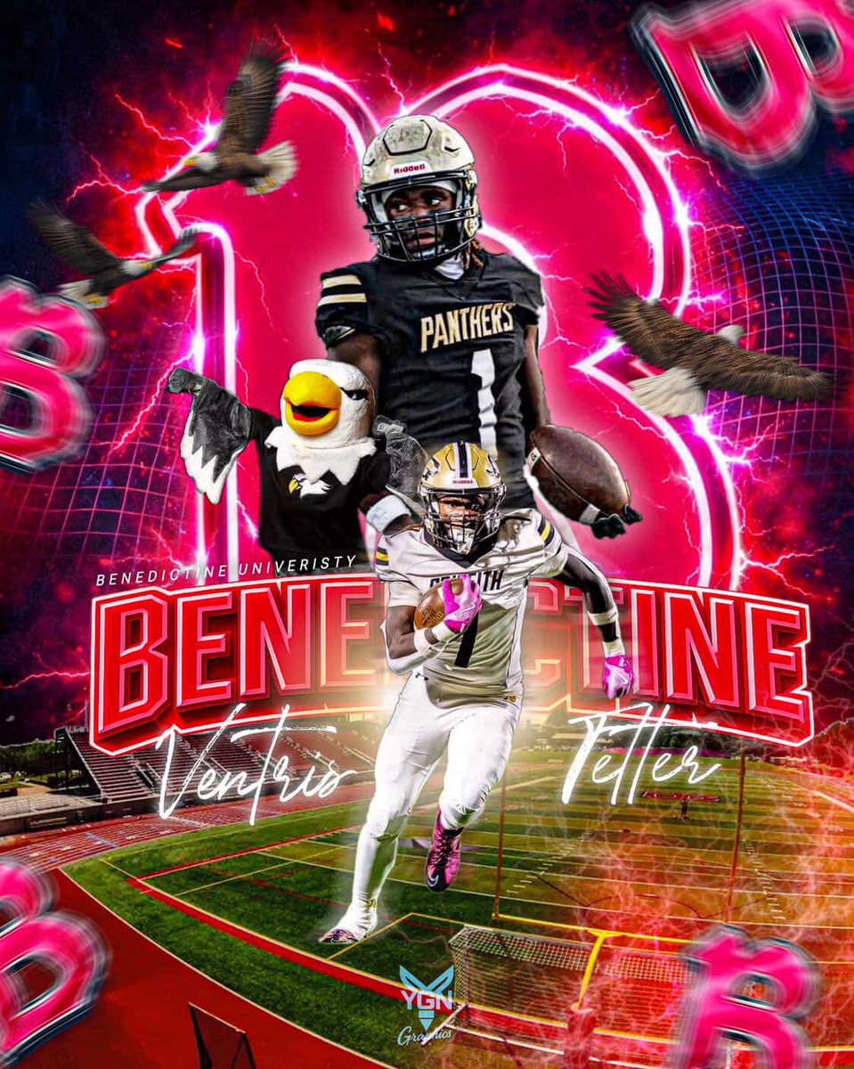 VentrisTetter's tweet photo. 100000% Committed…. Blessed to further my academics and football career at Benedictine… @Coach_Schroeder @BenUFootball #AGTG https://t.co/DKOl1qtUQp