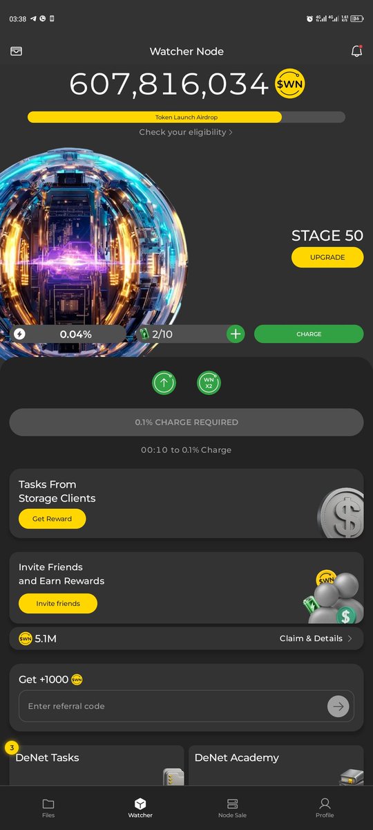 KenzzyM's tweet photo. Launching watcher node to secure @DeNetPro storage network, live from kenzzy #watchereverywhere 
Hey! I'm earning passive income, wanna join? Use my code and get 1000 $WN: 0x9a2f144d6ccb47acd7ed799a9b36f0924d140100 https://t.co/NqDbIHYCJj