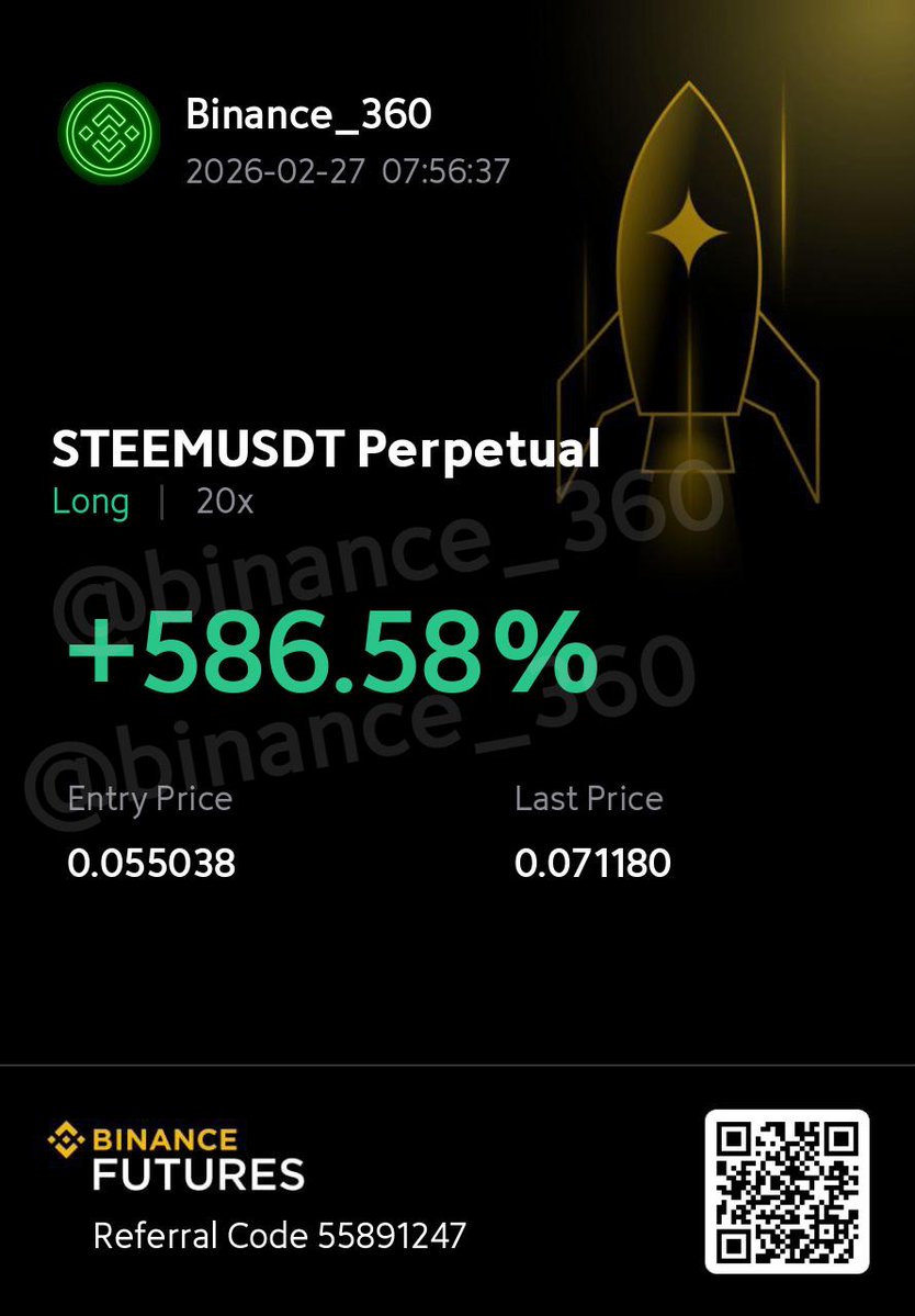 MannuelBTC's tweet image. #STEEM/USDT Reached 0.071180

Congratulations all premium members 🚀🚀

✅ 586.58% Profit

🆔

$HYPE $USD $ASRR $LTC $USD $BTC $ETH $XRP $SOL $EOSE $OSCR $TTD $DUOL $APP
Join my private  group today below 👇t.me/+QLIzChw6VZo3N…