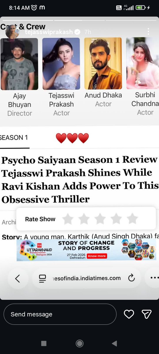 Tejasswi_troop's tweet photo. That's how she gives tight slap to all the trollers and negative PR without demanding anyone....not everyone can be Tejasswi✌️

#TejasswiPrakash
#PsychoSaiyaan https://t.co/HQ1nCsDLkt