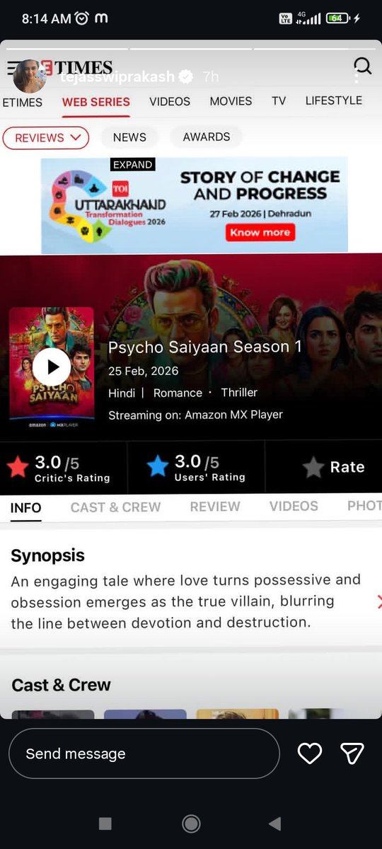 Tejasswi_troop's tweet photo. That's how she gives tight slap to all the trollers and negative PR without demanding anyone....not everyone can be Tejasswi✌️

#TejasswiPrakash
#PsychoSaiyaan https://t.co/HQ1nCsDLkt