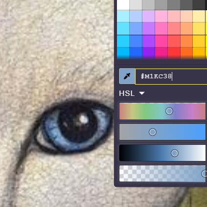 mitskidata's tweet photo. The color hex codes for each of the Tansy Cat's eyes have been revealed! 🐈💛💙

Left eye: #W1L14G
Right eye: #M1K3C8 https://t.co/CUCl344rbJ