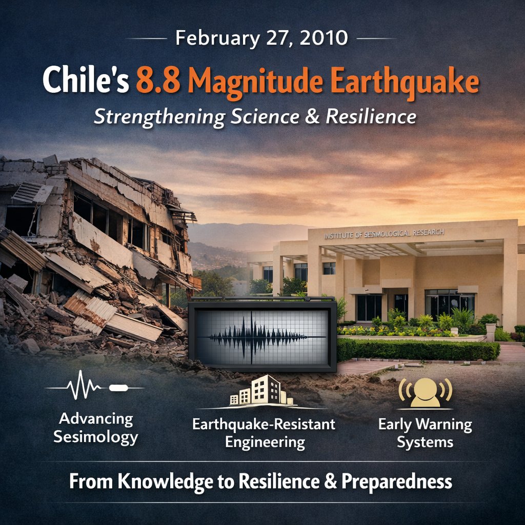 narottamsahoo's tweet image. February 27, 2010 - #Chile experienced one of the most powerful #earthquakes ever recorded (M8.8), a profound reminder of the dynamic forces that continuously shape our planet.

Nearly a decade earlier, #India witnessed the devastating 2001 #Gujarat earthquake (Mw 7.7), which