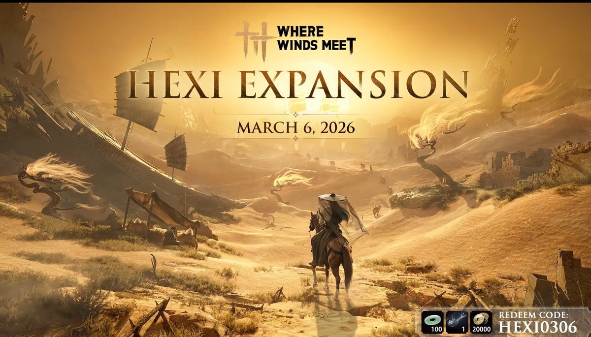 Game8_WWM's tweet photo. New redeem code from the Hexi Expansion Preview Livestream:

HEXI0306

Rewards including 100 Echo Jades, 1 Lingering Melody, and 20000 Coins https://t.co/sJkBE67JaV