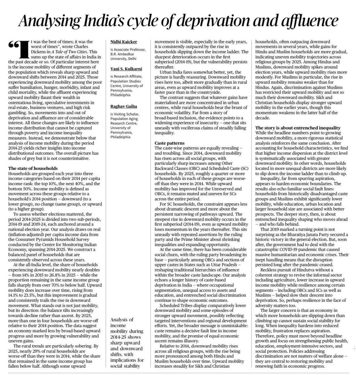 "By 2025, more than one in four households are worse-off relative to their 2014 position. The data suggest an economy marked less by broad-based upward progress and more by growing vulnerability and uneven gains."

This is how bad it is.