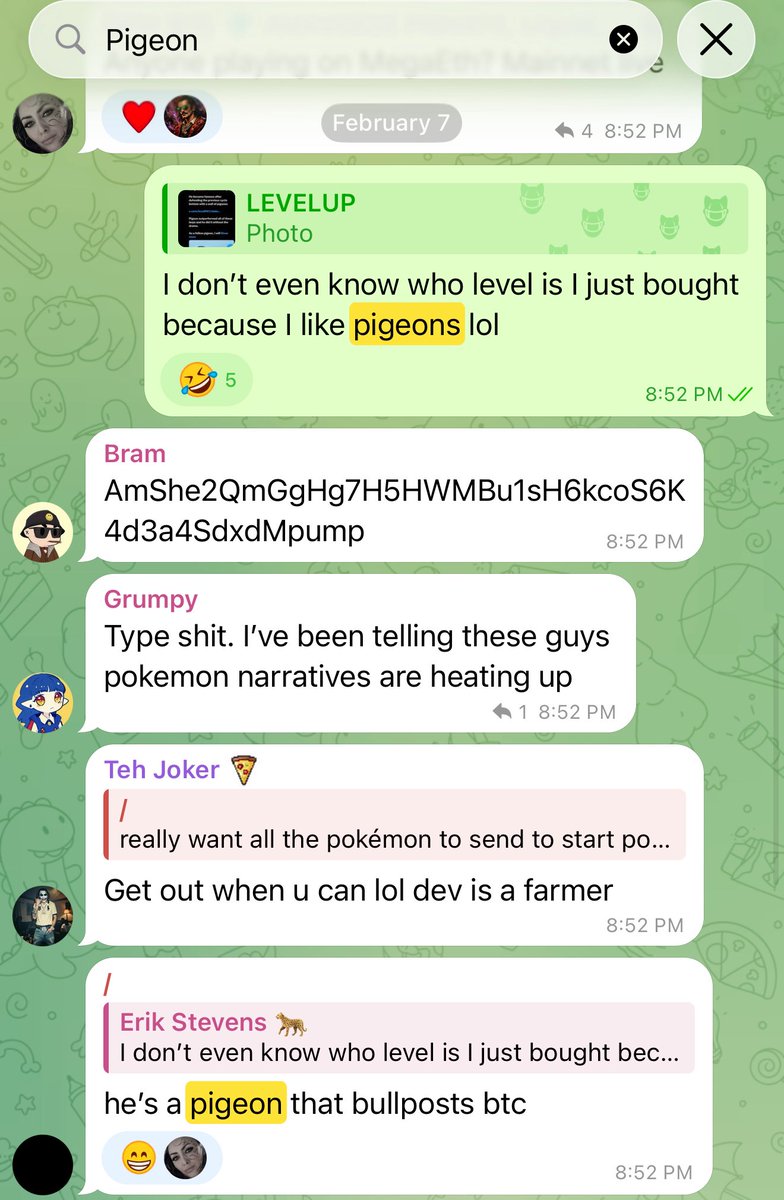 The big CT accounts don’t like me either they never invite me to any of their parties 😢. Luckily, I’ve got a fast growing group of outsiders who invite me to everything 😊 t.me/HopiumArcade

$Pigeon lore from 02/07/2026