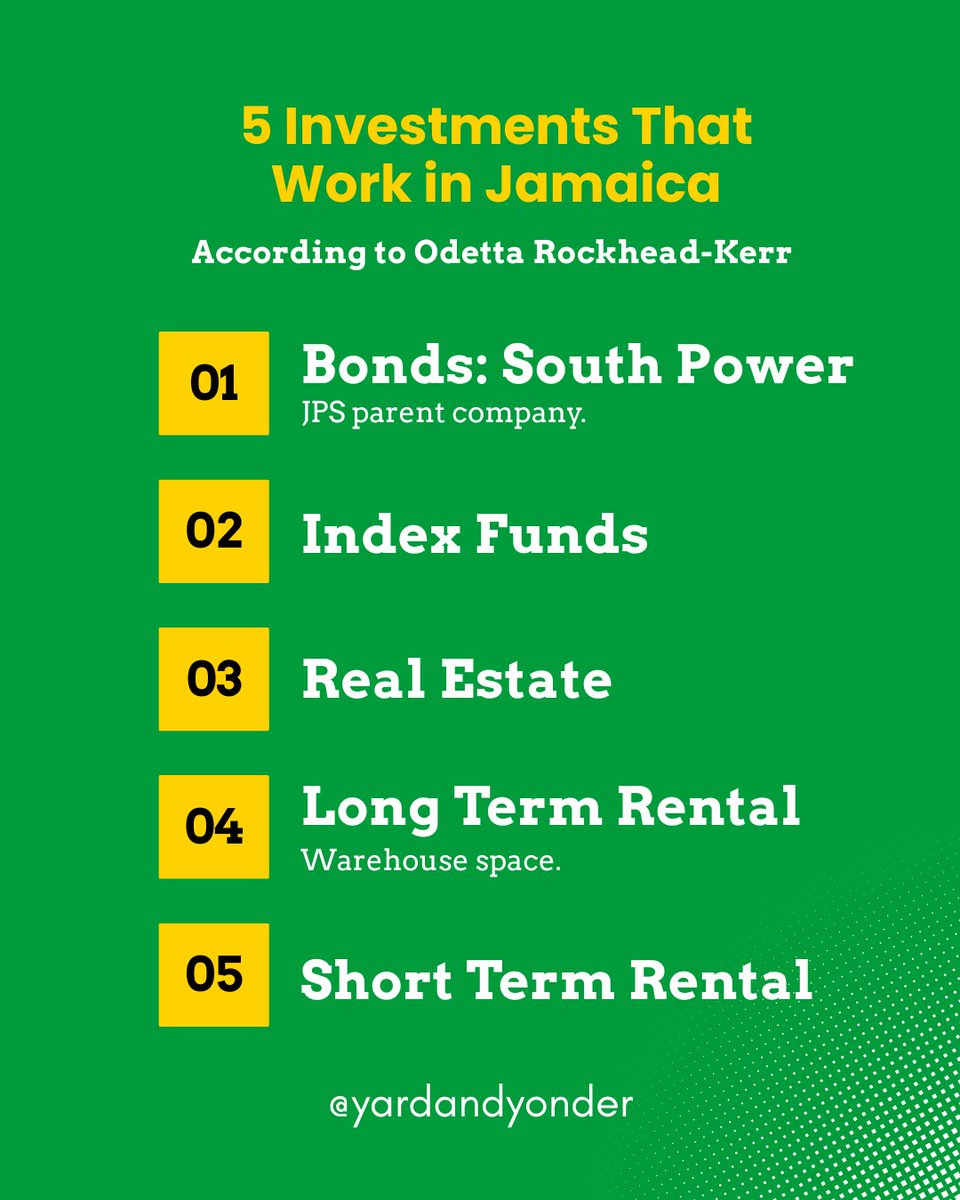 yardandyonder's tweet photo. Which of these investments are you doing or interested in? 

#yardandyonder 
#jamaica 
#investments 
#Caribbean 
#moneytips https://t.co/2v8esKcF6H