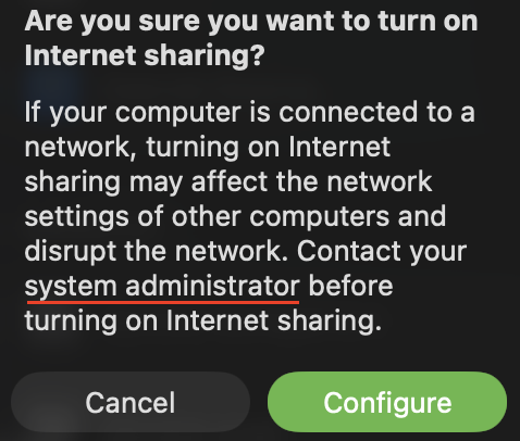 JustinTimeJLew's tweet image. I AM THE SYSTEM ADMINISTRATOR!
Setting up my iMac to serve as the bridge network for my NUC since I don't have a dedicated network in this hotel I trust.