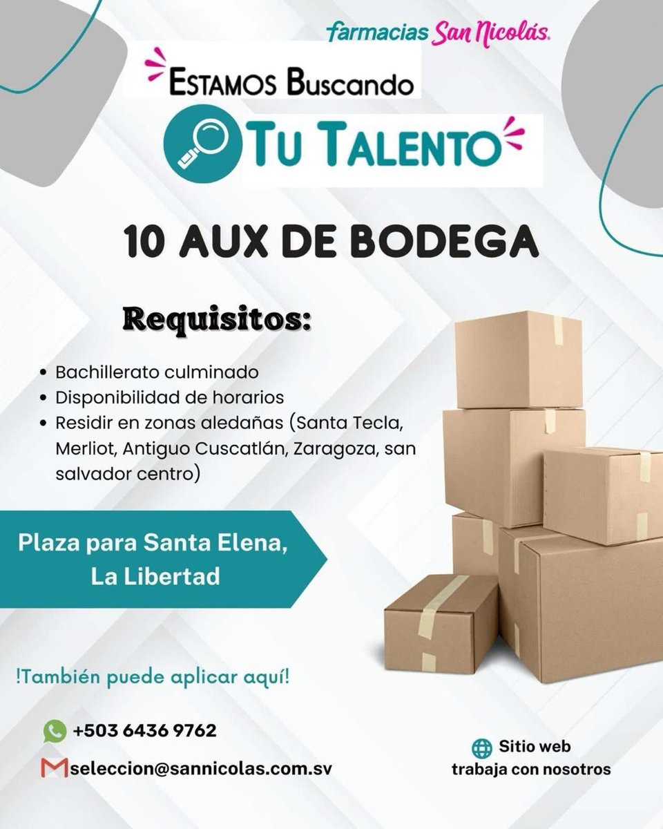 📌🔎 ¡Te compartimos esta oportunidad laboral, la cual puede ser de tu interés!

#hiring #elsalvador