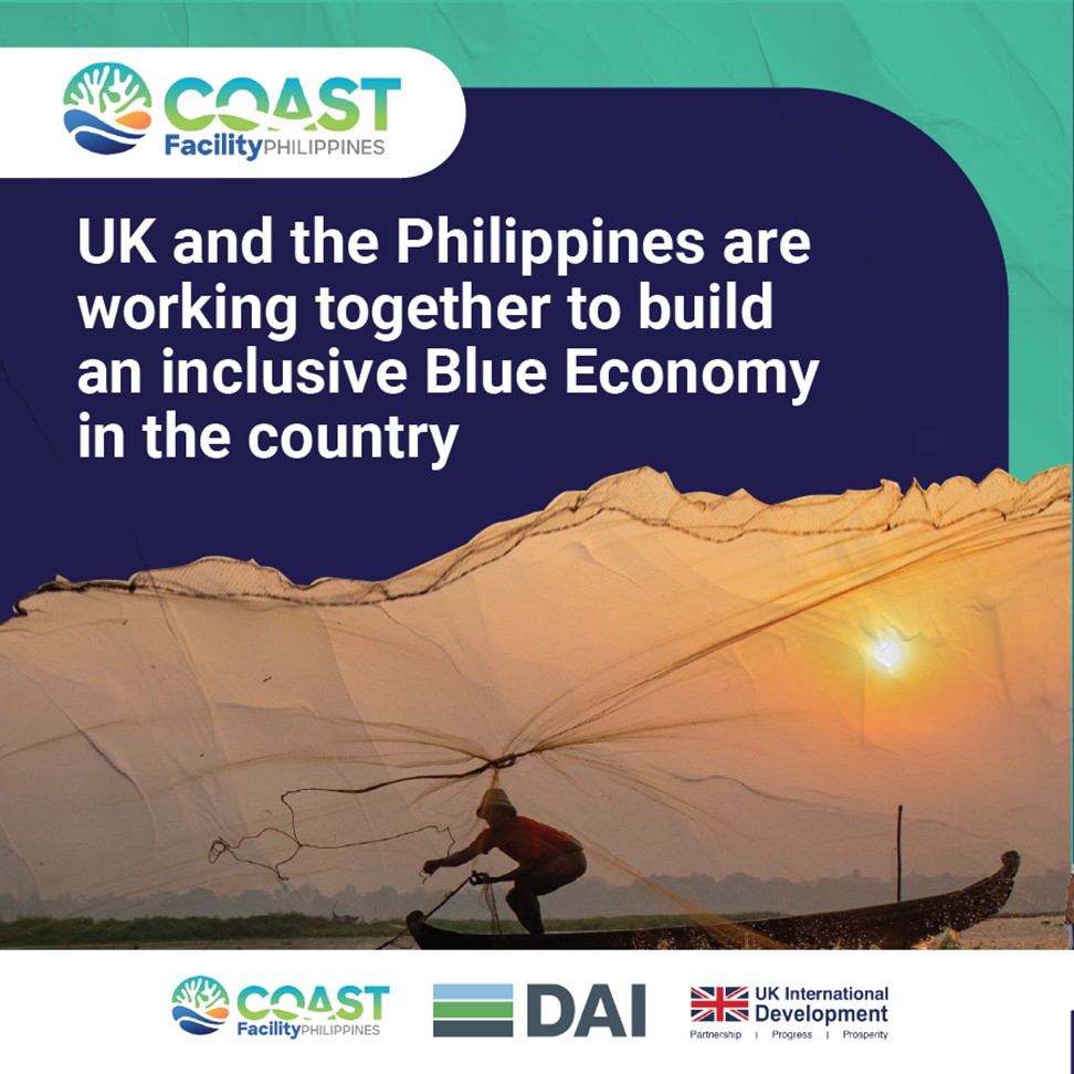 ukinphilippines's tweet image. The UK and the Philippines are building a more inclusive blue economy.
In Year 1, COAST Facility PH supported 21,000 ha of marine protected areas in 15 provinces, engaged 18,000+ fishers, and supported 25 market partners on fair and sustainable seafood sourcing.
#BlueEconomy