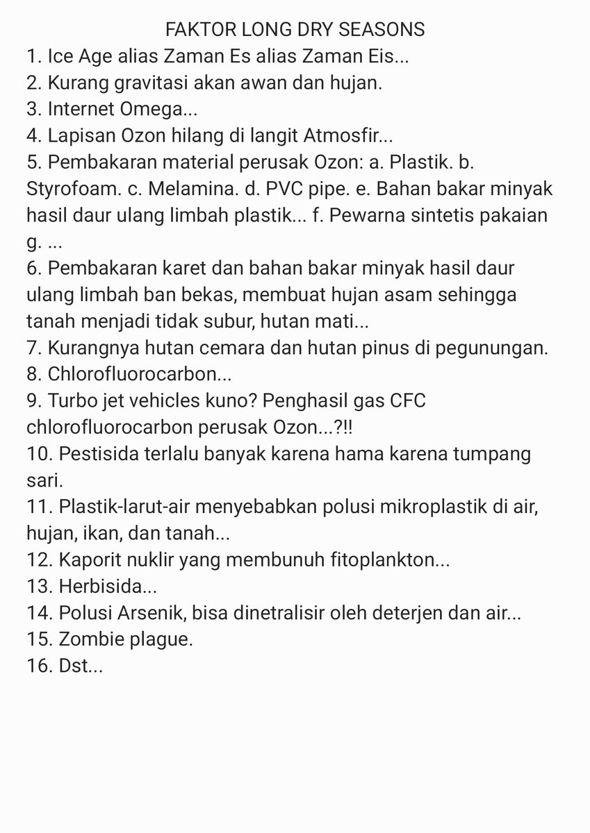 Faktor long dry seasons...