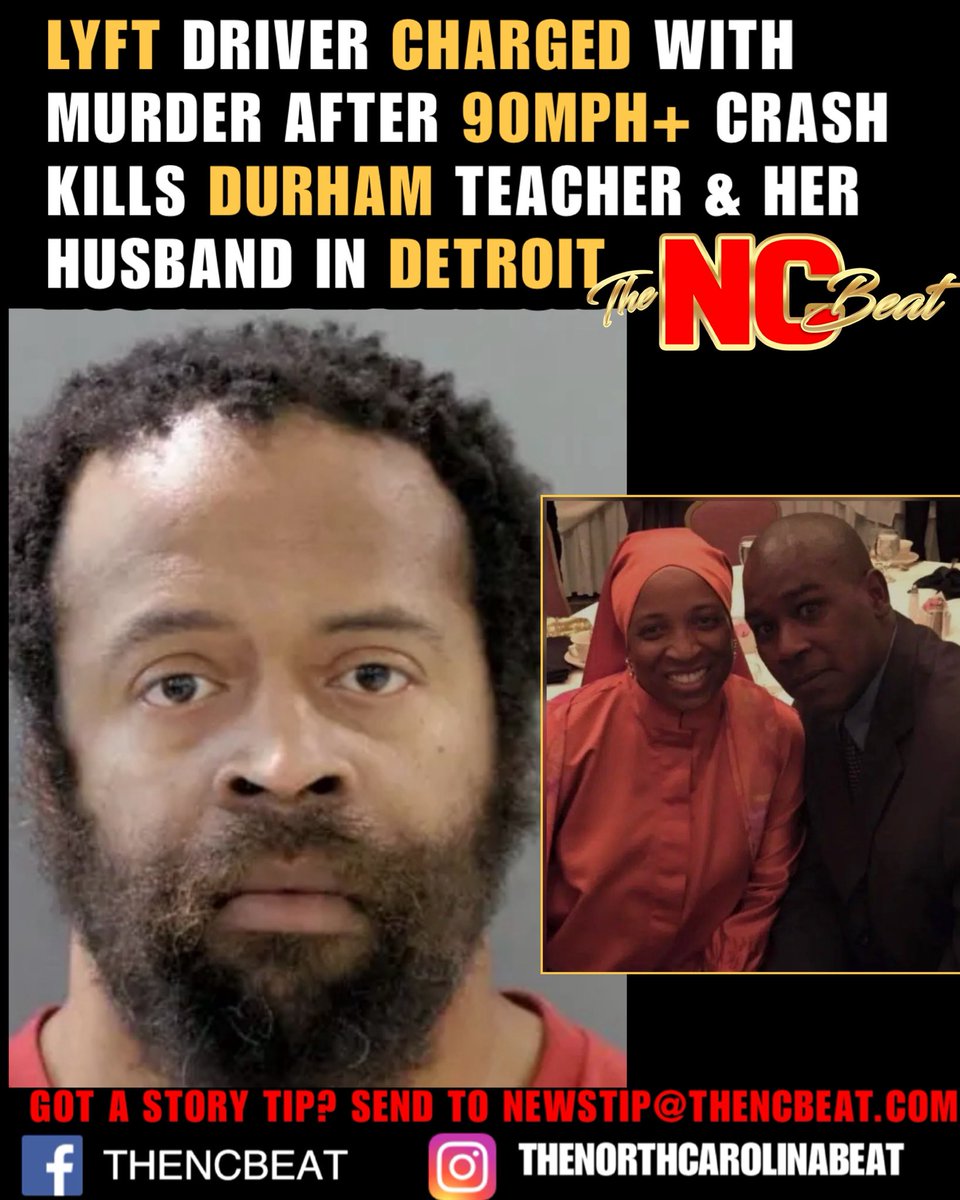 TheNCBeat's tweet image. A #Lyft driver charged with murder is accused of flying through #Detroit streets at over 90 MPH before slamming into a warehouse — killing a beloved Durham teacher and her husband who were just trying to get to a religious event.

thencbeat.com/lyft-driver-ch…