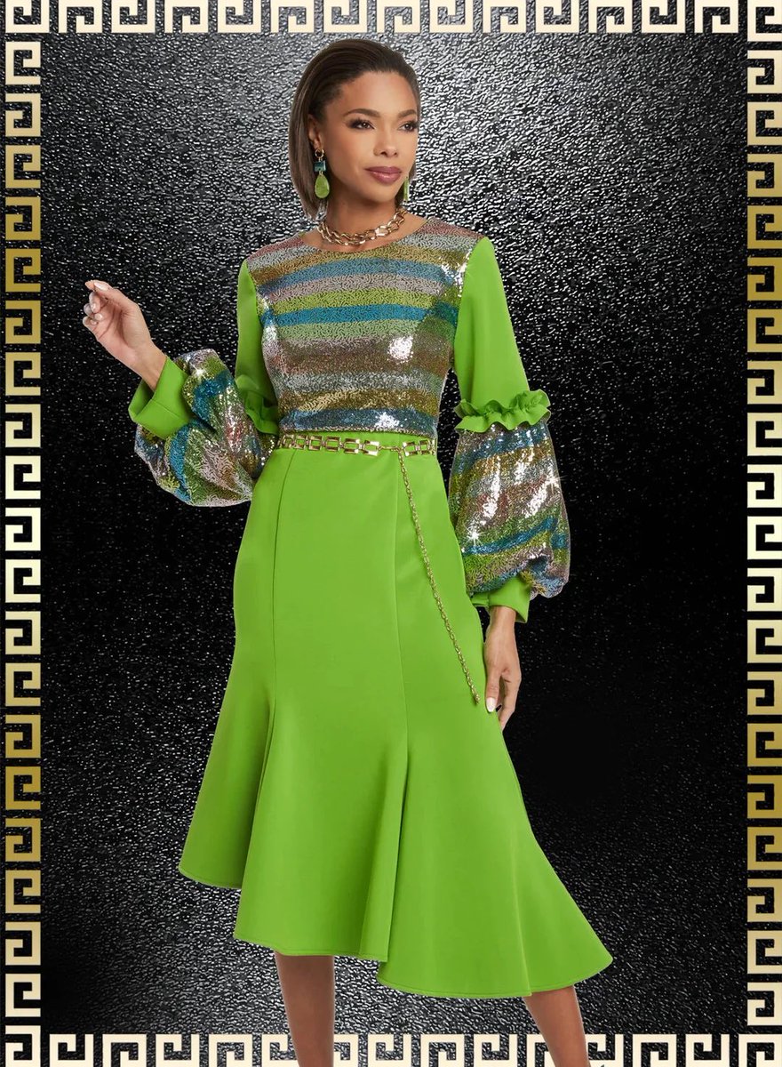DivasDenFashion's tweet image. Donna Vinci 5808 Lime Green Sequins Dress 
divasdenfashion.com/products/Donna… 
#multicolored #stripes #sequinsdress #mididress #colorfuldress #puffsleeves #waistbelt #limegreen #greendress #divasdenfashion #luxuryfashion #donnavinci #cogicgrand #couturefashion #cogicfashions #curvygirlsrock