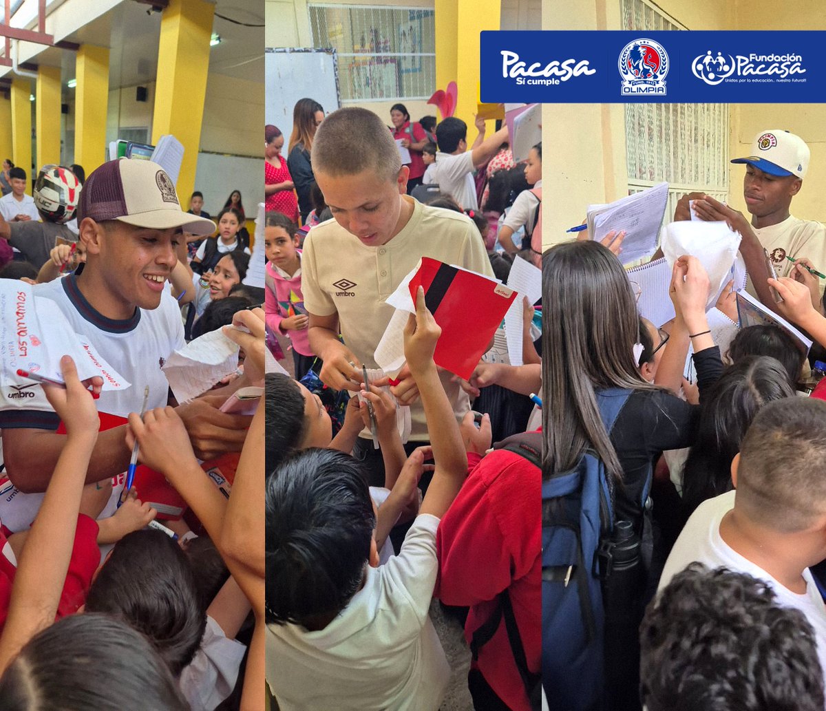 CDOlimpia's tweet photo. La escuela República de Costa Rica, de Tegucigalpa, recibió la visita del Rey de Copas y #Pacasa para hacer entrega de kits de útiles escolares, como parte de la campaña Un Gol por la Educación. 🎒📓
Nuestros leones compartieron con la niñez del centro educativo, teniendo muy en claro que ellos son el futuro. 🫶🏼