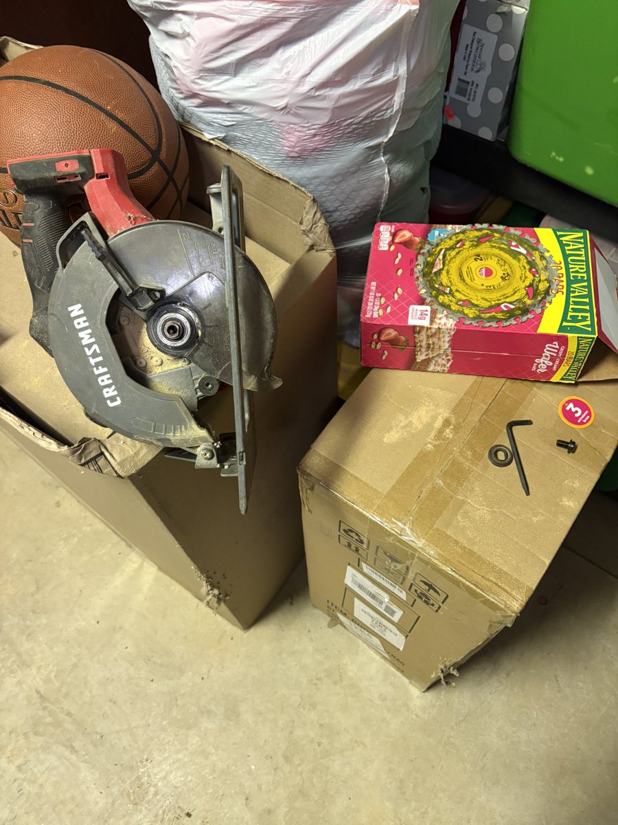 Getting Old is starting to Suck !!! This is not a joke 
So like my wife needed me to put these panel boards on back of shelf’s.  I had to change saw blades.  Well when it came time to put my old blade back on.  I couldn’t find it.  
I walked all over my garage 3 or 4 times trying