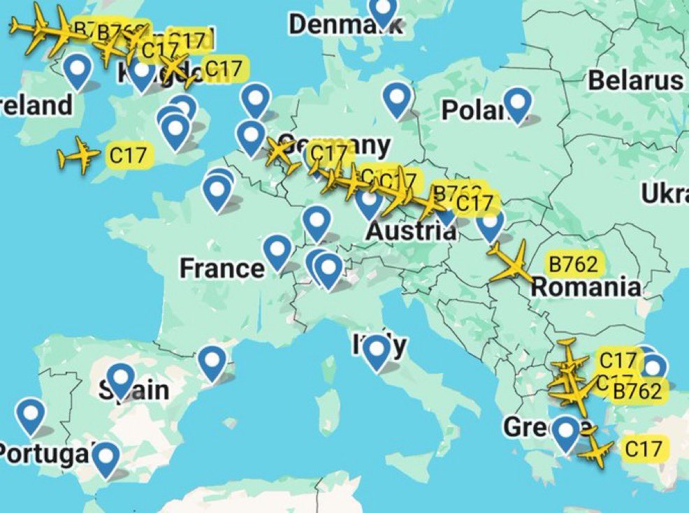 DailyIranNews's tweet photo. 💥BREAKING:

Huge amounts of US airforce assets moving towards Middle East overnight.

WAR IS IMMINENT. https://t.co/1Df6X8FSzG