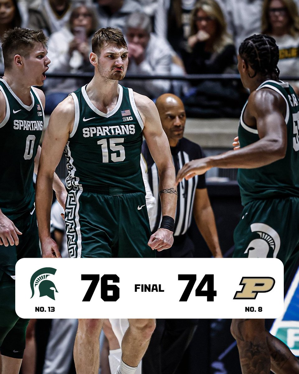 SPARTY LEAVES MACKEY ARENA WITH A DUB 🔥

Michigan State's last win at Purdue was in 2014 😳