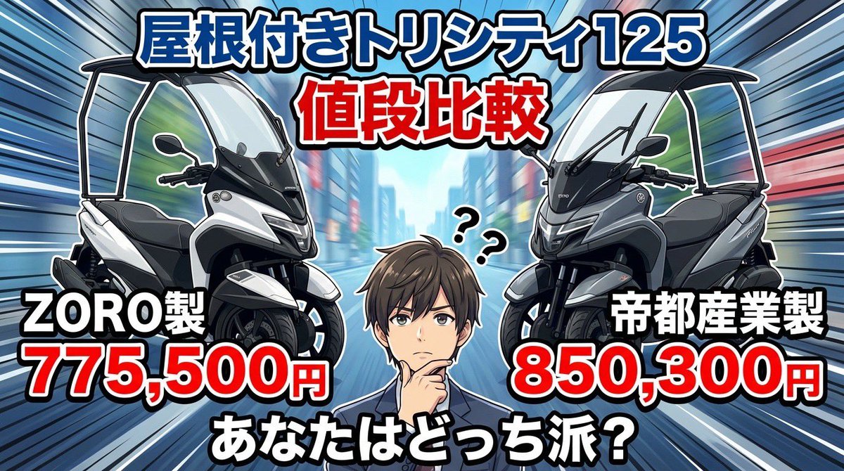 FRP工房ZORO 帝都産業SLR この2社をトリシティ125に装着した