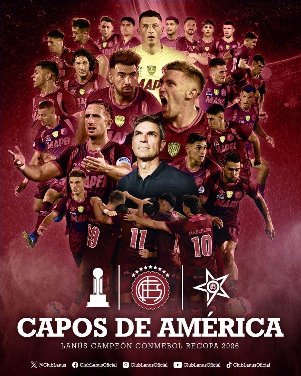 🏆🇦🇷  LANÚS ES CAMPEÓN DE LA RECOPA SUDAMERICANA 

🏟️ MARACANAZO del Granate por 3-1 ante Flamengo 🇧🇷 para sumar un nuevo título internacional 👏

El equipo de Pellegrino sigue haciendo historia 🧠