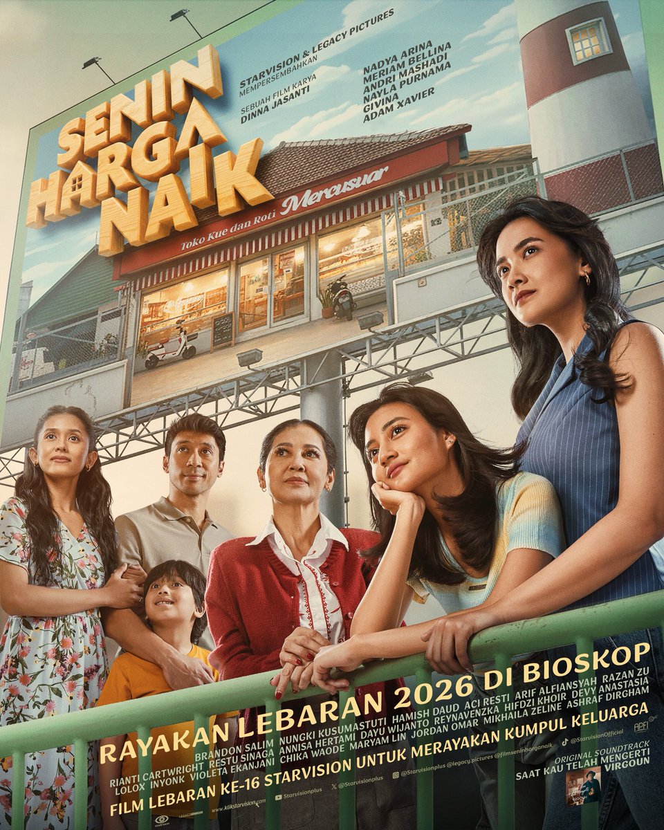 Starvisionplus's tweet photo. Starvision selalu menghadirkan film-film terbaik yang menarik, dan menyentuh hati untuk menemani momen Lebaran bersama keluarga tersayang ✨

​Film 𝐒𝐄𝐍𝐈𝐍 𝐇𝐀𝐑𝐆𝐀 𝐍𝐀𝐈𝐊 menjadi film ke-16 persembahan @Starvisionplus yang akan hadir di Lebaran tahun ini sebagai kado untuk keluarga Indonesia, mulai 𝟏𝟖 𝐌𝐚𝐫𝐞𝐭 𝟐𝟎𝟐𝟔 🌙🕌

𝙇𝙚𝙗𝙖𝙧𝙖𝙣 𝙠𝙪𝙢𝙥𝙪𝙡 𝙠𝙚𝙡𝙪𝙖𝙧𝙜𝙖 nonton Film 𝐒𝐄𝐍𝐈𝐍 𝐇𝐀𝐑𝐆𝐀 𝐍𝐀𝐈𝐊 🏠 

#SeninHargaNaik #FilmSeninHargaNaik #FilmKomang #FilmDuaHatiBiru #FilmGaraGaraWarisan #FilmLebaran