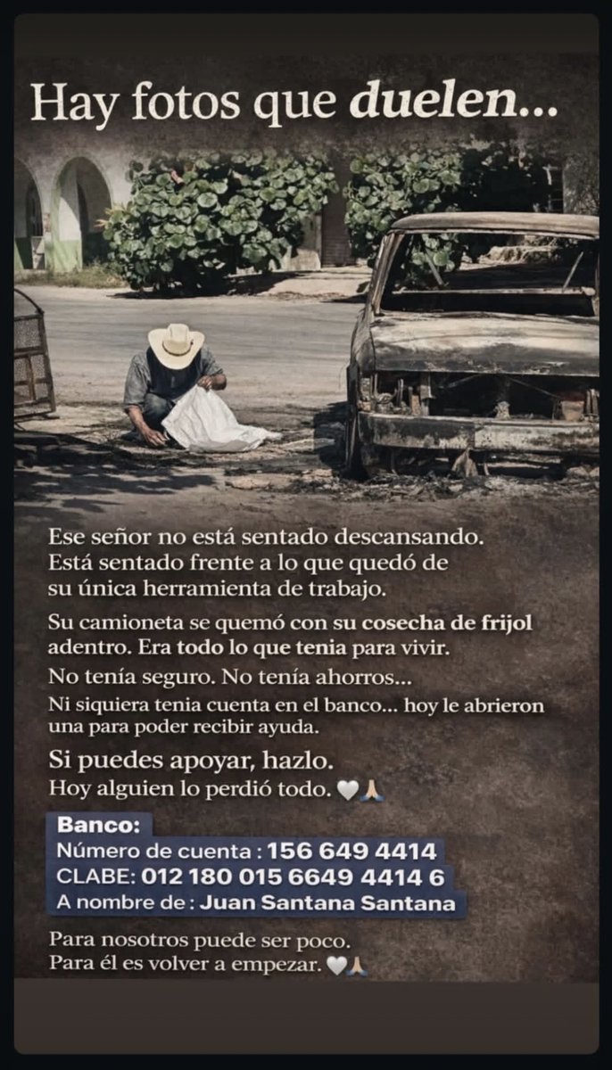 sfigoa's tweet photo. @Artljo @GARCIPAVON @lamendiga Hola! Soy del municipio donde lamentablemente sucedió, le comparto los datos para apoyar directamente al señor https://t.co/yNDX2gFn13