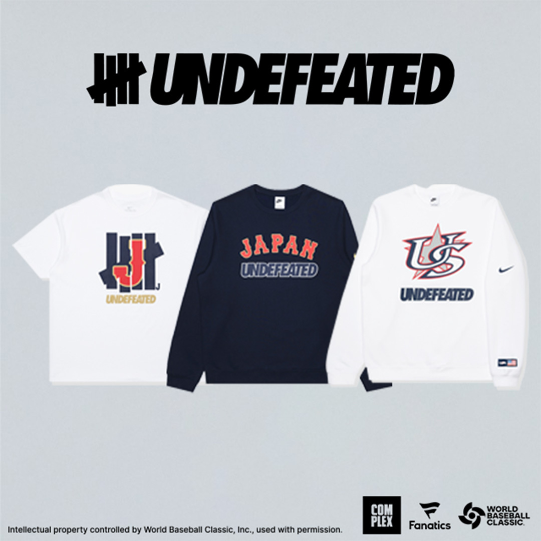 FanaticsJapan's tweet image. 【WORLD BASEBALL CLASSIC™ × UNDEFEATED】
WORLD BASEBALL CLASSIC™と「#UNDEFEATED 」のコラボグッズが本日より発売開始！🔥

UNDEFEATEDのアイデンティティである「ファイヴストライクス」ロゴと、各チームロゴ（日本、アメリカ）を掛け合わせた、今大会限定アパレルを展開。

🛒ご購入はこちら