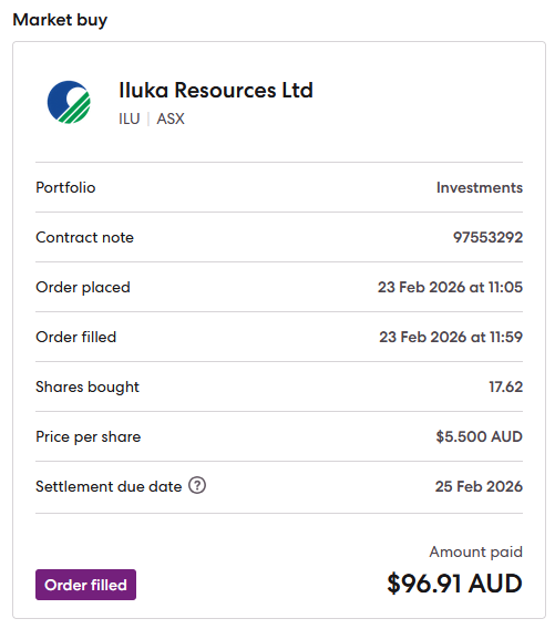 AsxBaby's tweet photo. 23 February 2026

Sold some more baby clothes to clear out space for activities! Put some more into $ILU $ILU.AX for heavy mineral sands and soon to be rare earth refinery in Australia. https://t.co/1aCV4U7fun