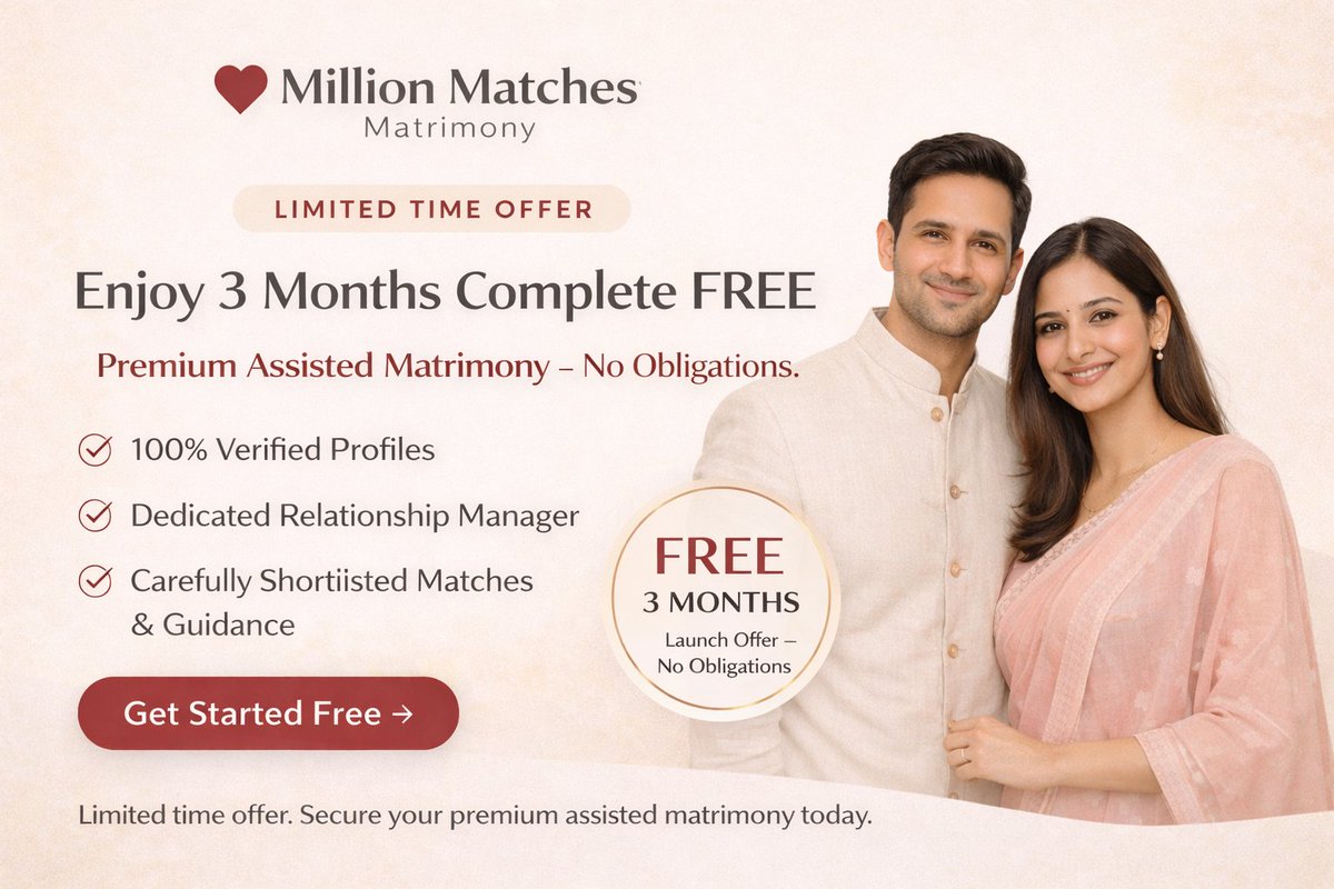 MillionMatches's tweet photo. Find a life partner through the expert matchmaking services at Million Matches Matrimony. We prioritize verified profiles and compatibility to help you begin your happily-ever-after.
Web: https://t.co/wrMMZJRJeI
#Matrimony #MillionMatchesMatrimony https://t.co/72MtR0wQjx