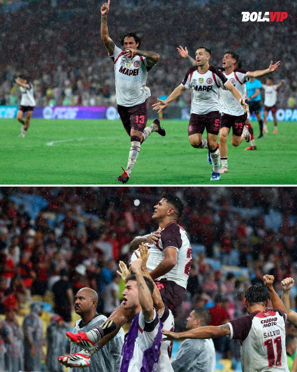 BolavipAr's tweet photo. Hay consagraciones épicas. Hay consagraciones históricas. Y después está la forma en la que Lanús se quedó con la Recopa Sudamericana. Corrían 117 minutos. Necesitaba UN GOL para evitar los penales y lograr la consagración.

Lo consiguió José María Canale con un cabezazo inolvidable bajo una lluvia interminable. Y por si faltaba algo, segundos después, en la última, ante un gigante rendido, Dylan Aquino selló el gol del que hablarán los hinchas del Granate por toda la eternidad.

SÚPER MARACANAZO. 🇱🇻🫡