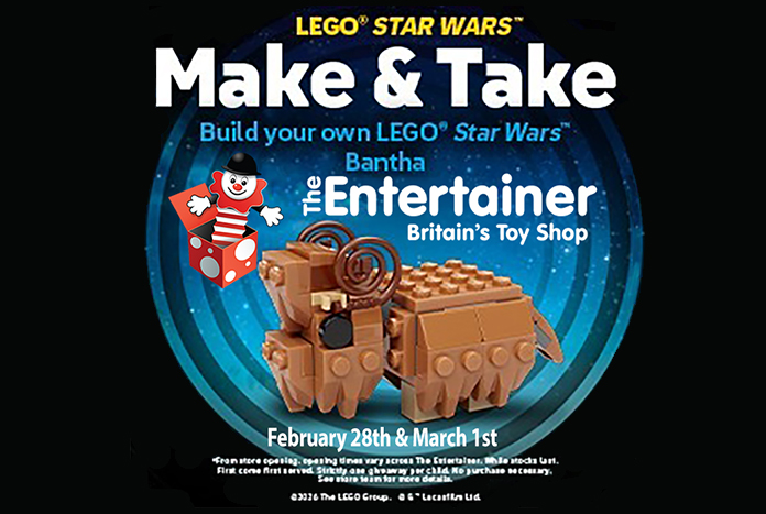 JediNewsNetwork's tweet photo. LEGO Star Wars Make and Take on February 28th and March 1st at The Entertainer - https://t.co/ML6qqFlMf3 #StarWars @EntertainerToys #Bantha #MakeAndTake #LEGOStarWars @LEGO_Group https://t.co/C1mRo6ZnNj