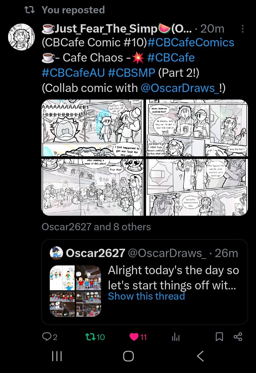 THIS WAS THE GREATEST PROJECT I HAVE EVER SEEN OH MY GOD IT WAS SO WORTH THE WAIT AHHHHH, THE STORY OS GREAT AND FUNNY, THE ART IS AMAZING, AND EVERYTHING IS AHHHHH :333
W For <a href="/OscarDraws_/">Oscar2627</a> and <a href="/Fear_Simp/">☕Just_Fear_The_Simp🍉(OPEN COMMS 0/3)</a> for making this, they did amazing job on this :3