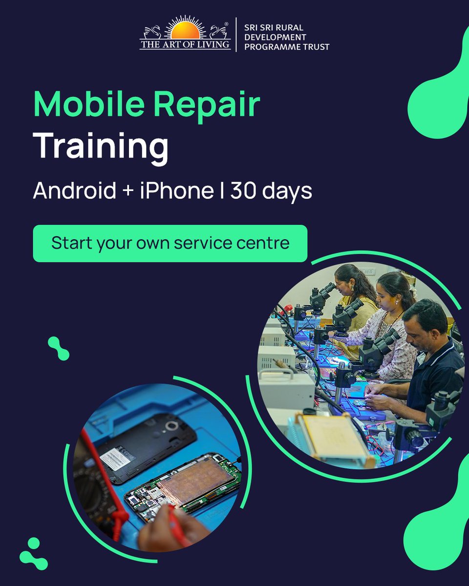 SriSriRDP's tweet photo. मोबाइल रिपेयर सीखें और अपना खुद का सर्विस सेंटर शुरू करें 📱
Learn Android and iPhone repair in just 30 days
A practical skill that brings steady earning
👉 Apply today
📞 +91 7337 798 811
📩 connect@ssrdp.org
#StartEarning #MobileRepairCourse #YouthTraining #SSRDP https://t.co/1m6BcPCpmu